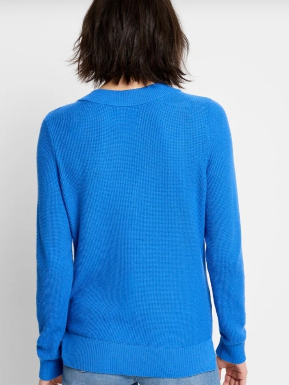 NWT! NIC+ZOE Bright Blue V-Neck Waffle Sweater $138 Msrp - Picture 9 of 9